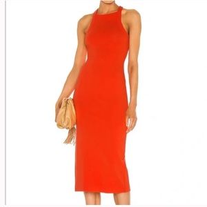 NBD - Hollie Midi Dress in Red Orange